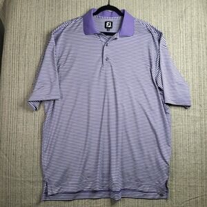 FootJoy FJ Polo Golf‎ Shirt Mens XL Purple White Striped Comfort Performance